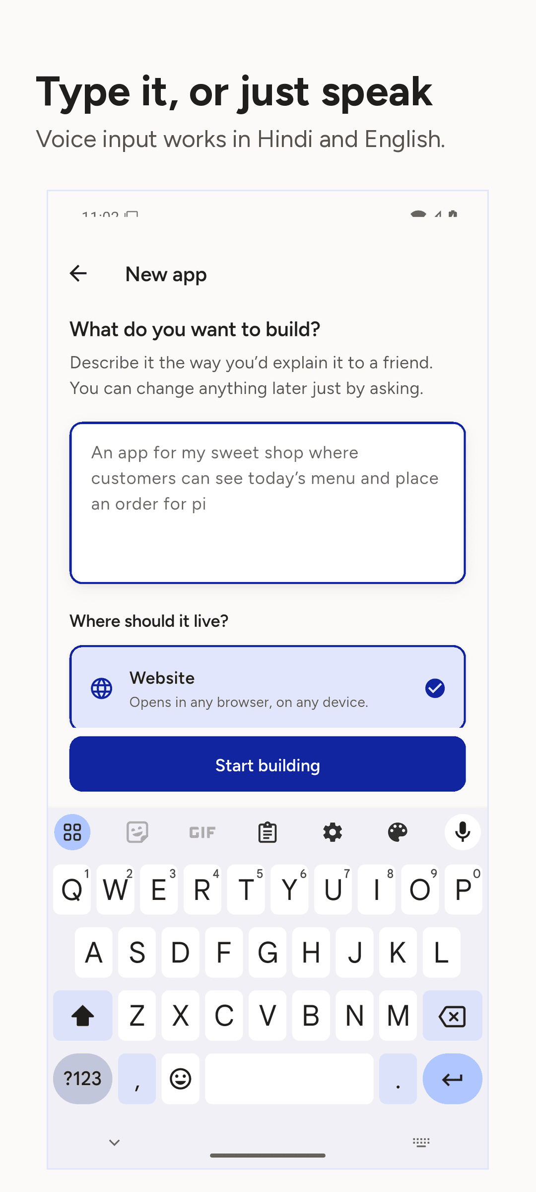 Describing an app in the conversation