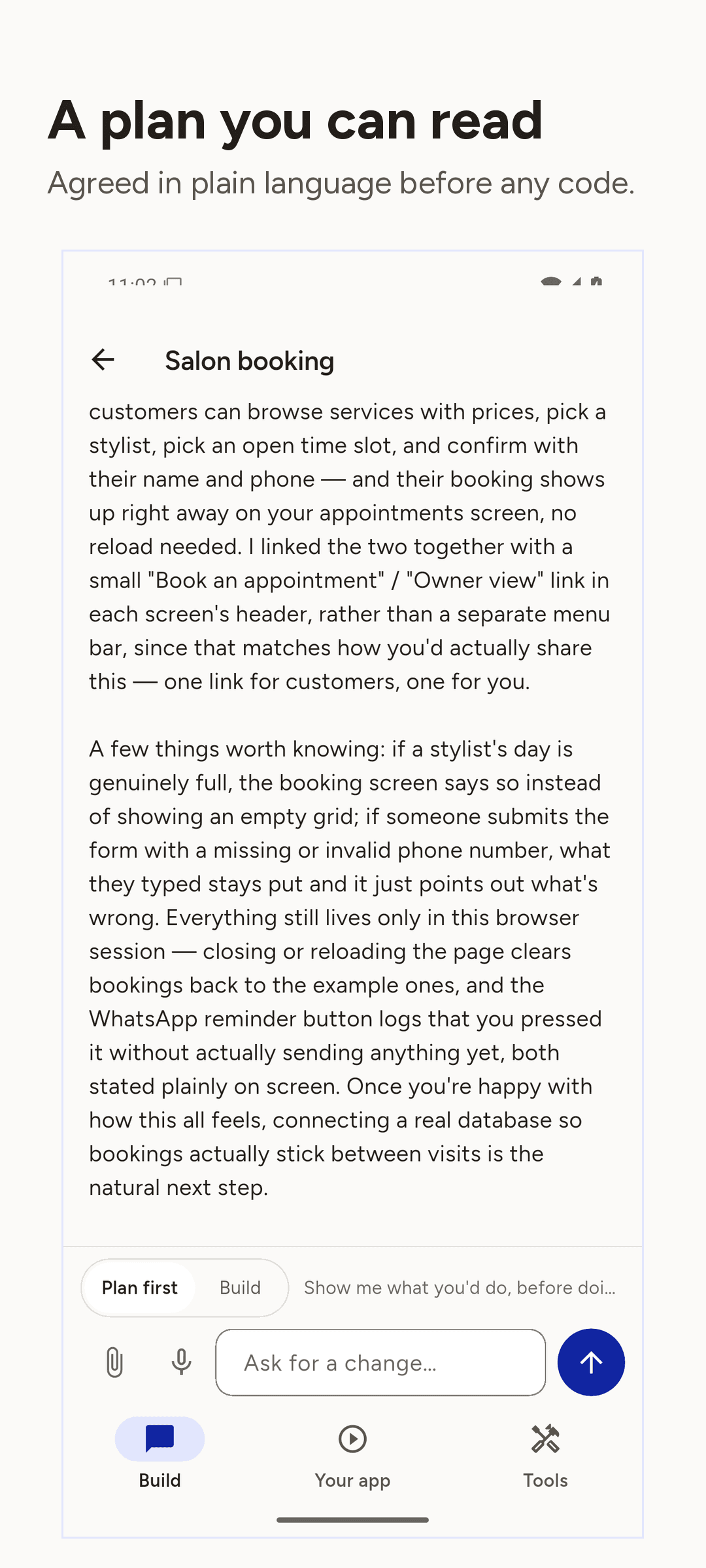 The app being built, step by step